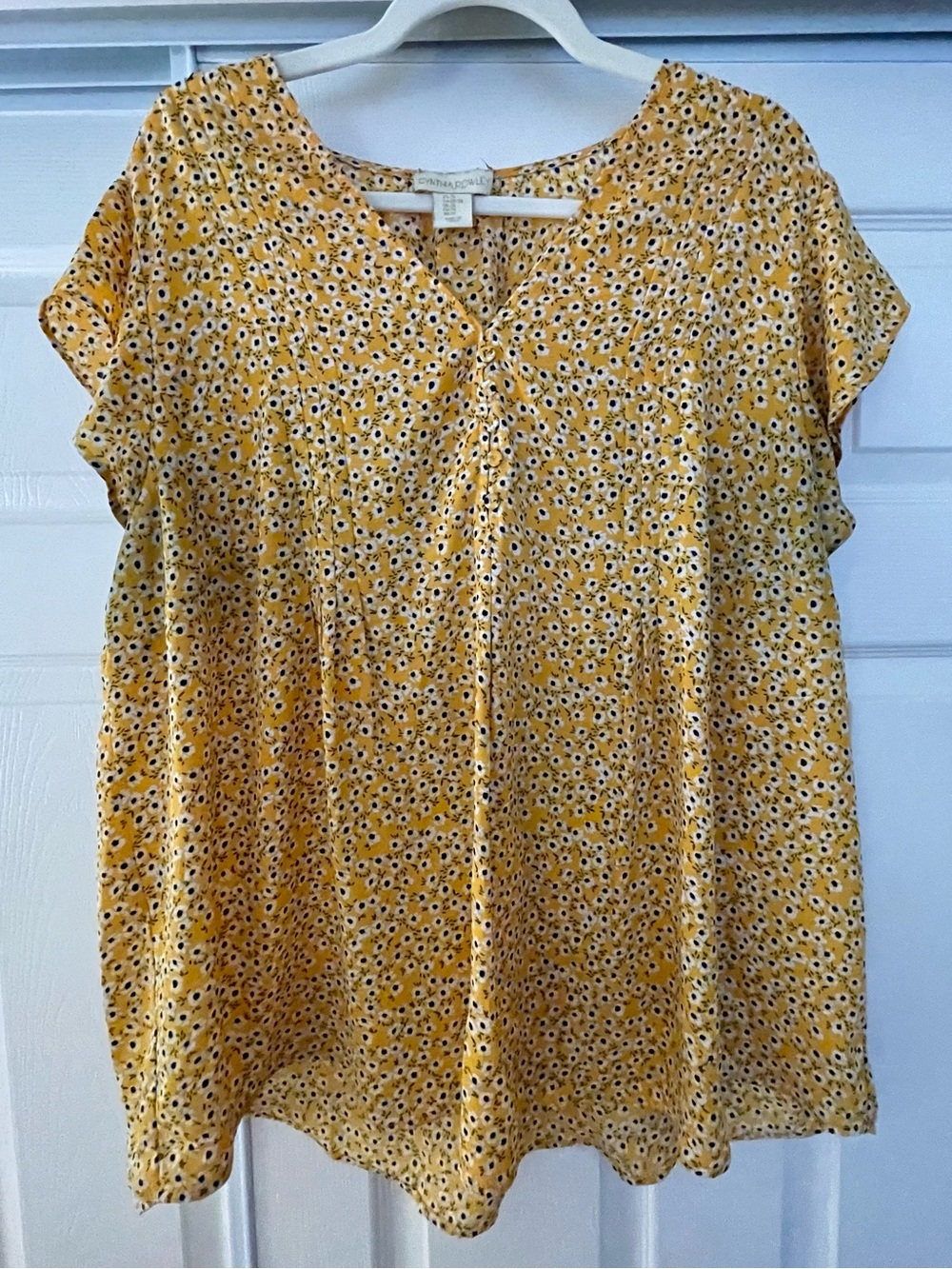 Cynthia Rowley Yellow Floral Cap-Sleeve Women's Top